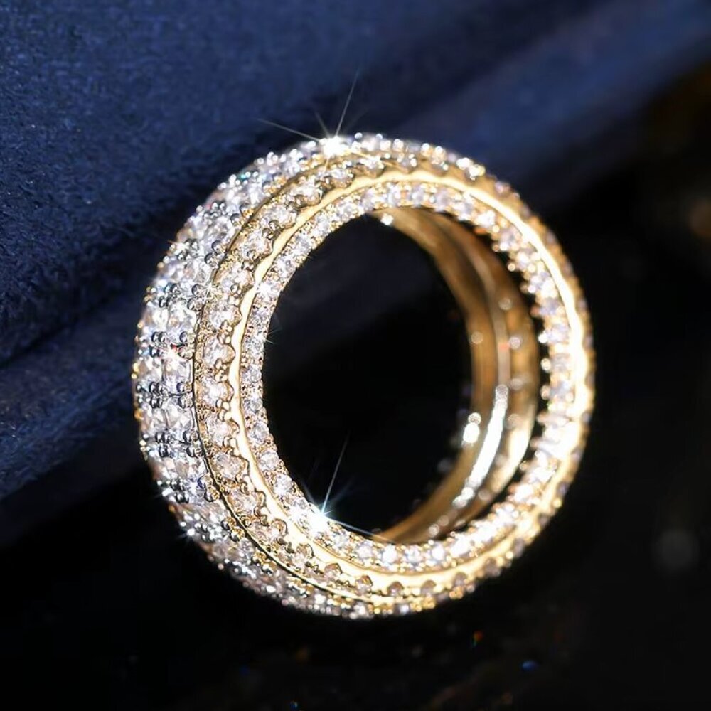 NEW 18k Yellow Gold Diamond Ring Infinity Ring Band Two Tone Ring - Picture 5 of 6